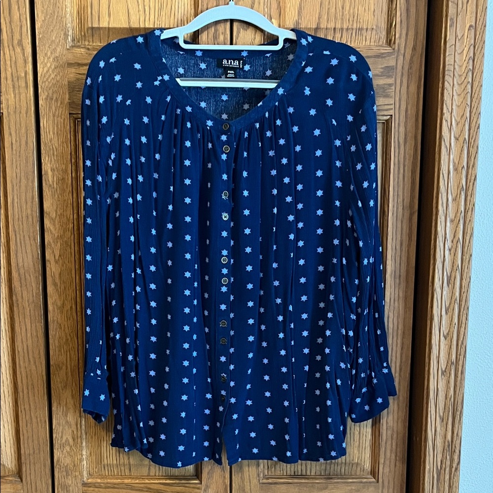 a.n.a Navy Star Pattern Blouse